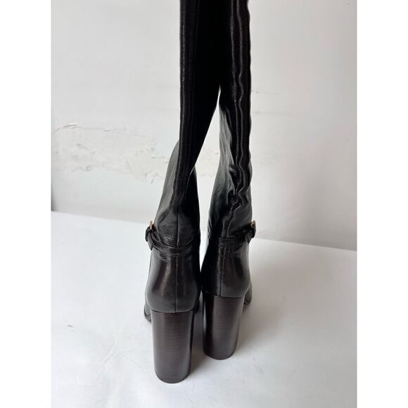 TORY BURCH Buckled pebbled-leather boots brown size 9 - Picture 7 of 11